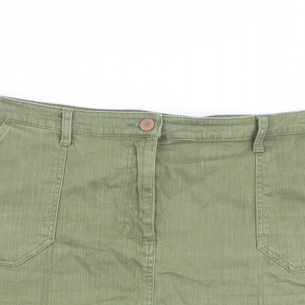 Papaya Womens Green Cotton Mini Skirt Size 16 Zip