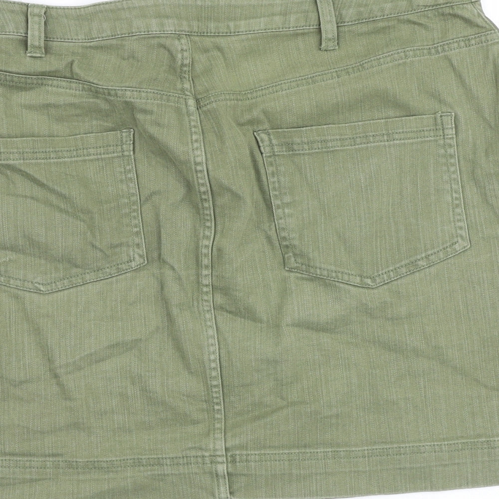 Papaya Womens Green Cotton Mini Skirt Size 16 Zip