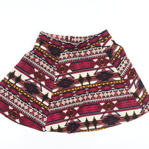 H&M Womens Multicoloured Geometric Polyester Mini Skirt Size M Zip