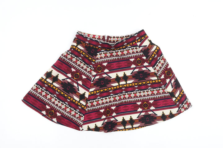 H&M Womens Multicoloured Geometric Polyester Mini Skirt Size M Zip