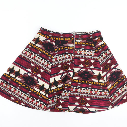 H&M Womens Multicoloured Geometric Polyester Mini Skirt Size M Zip