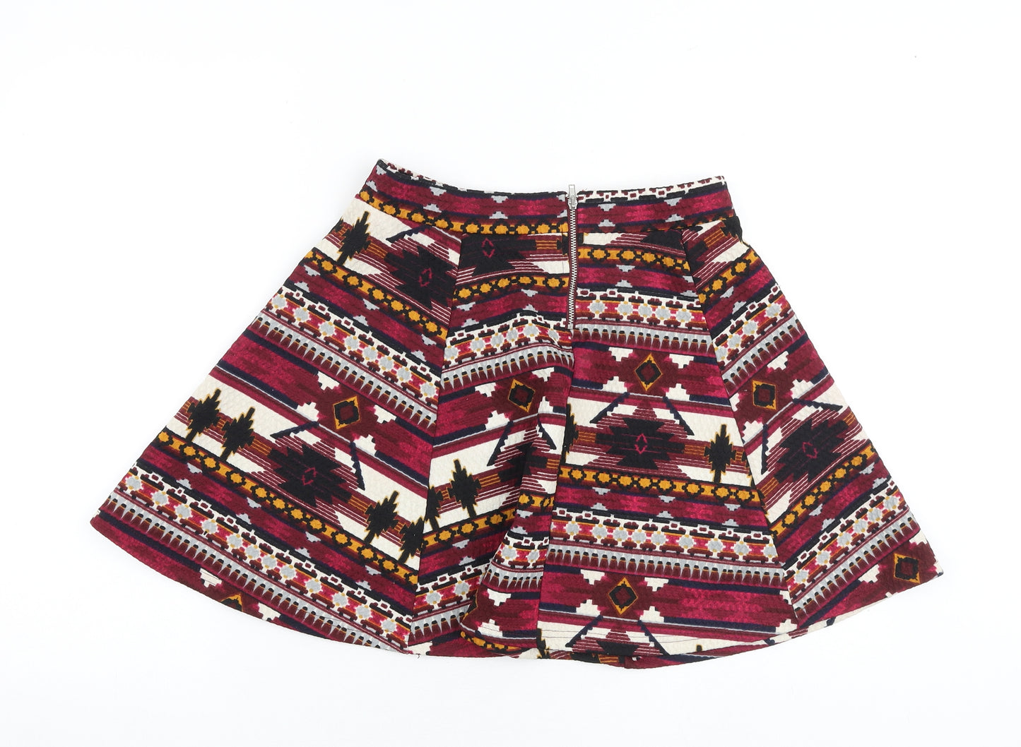 H&M Womens Multicoloured Geometric Polyester Mini Skirt Size M Zip