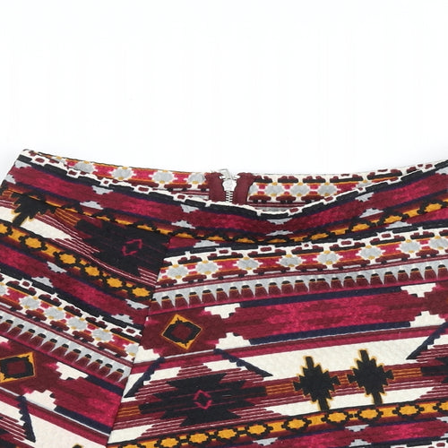 H&M Womens Multicoloured Geometric Polyester Mini Skirt Size M Zip