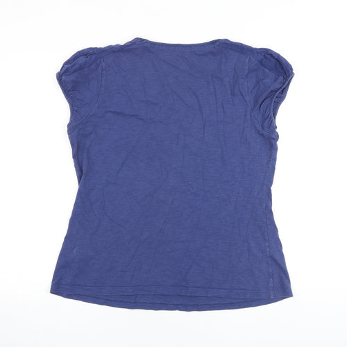 Betty Jackson Womens Blue 100% Cotton Basic T-Shirt Size 18 Scoop Neck
