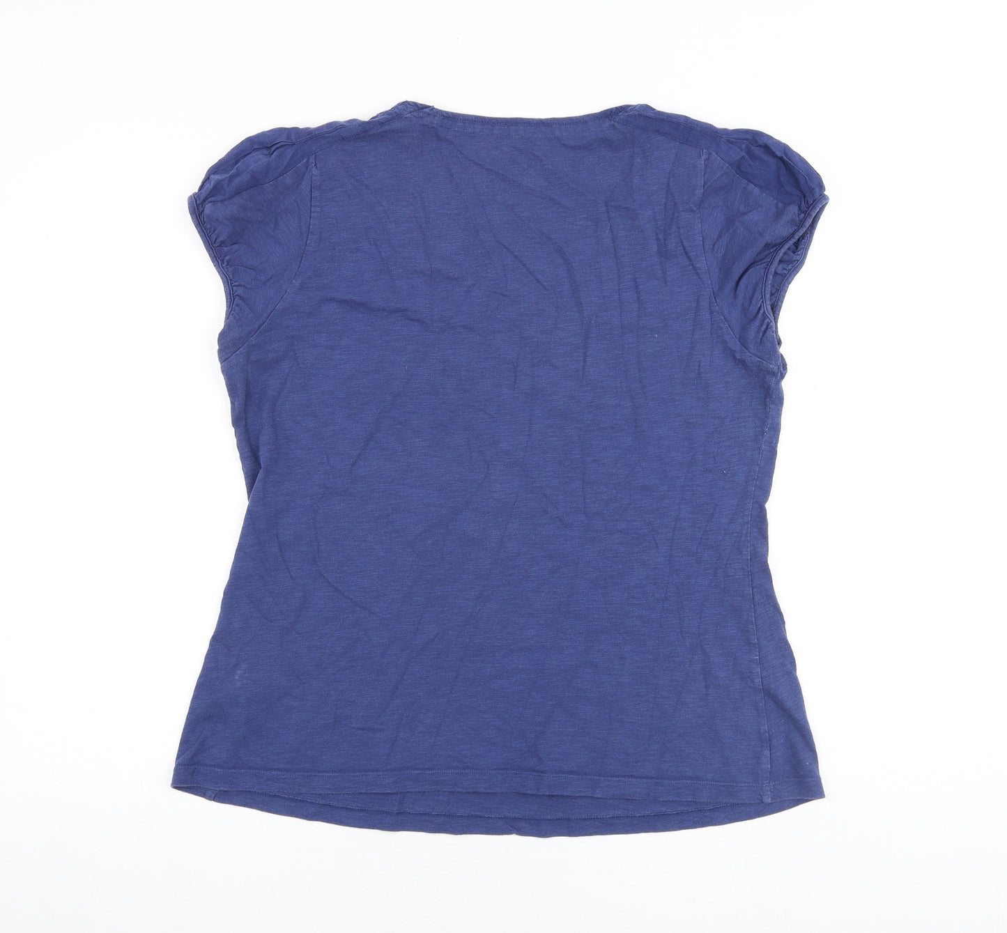 Betty Jackson Womens Blue 100% Cotton Basic T-Shirt Size 18 Scoop Neck