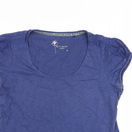 Betty Jackson Womens Blue 100% Cotton Basic T-Shirt Size 18 Scoop Neck