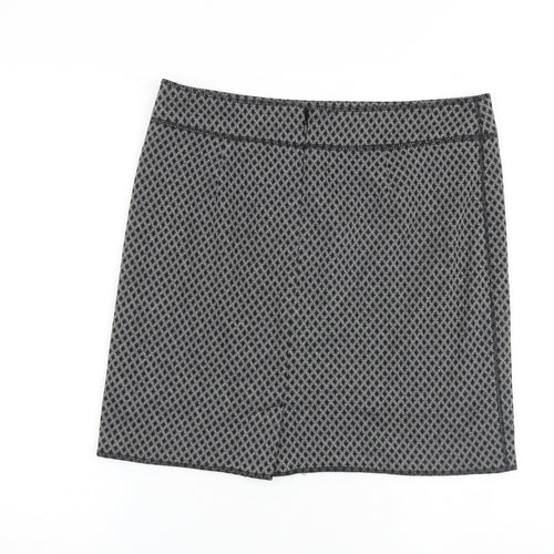 Bae Woman Womens Grey Geometric Polyester Mini Skirt Size 12 Zip