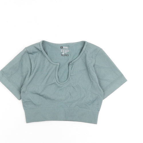 XOXO Womens Green Nylon Cropped Tank Size S Round Neck