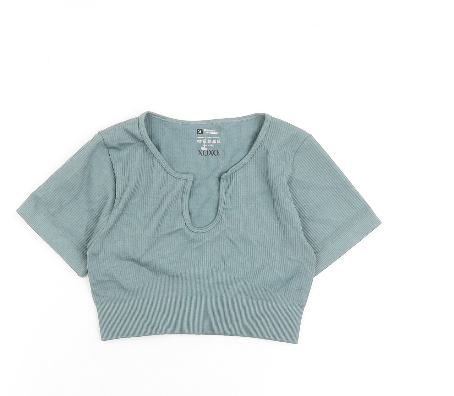 XOXO Womens Green Nylon Cropped Tank Size S Round Neck