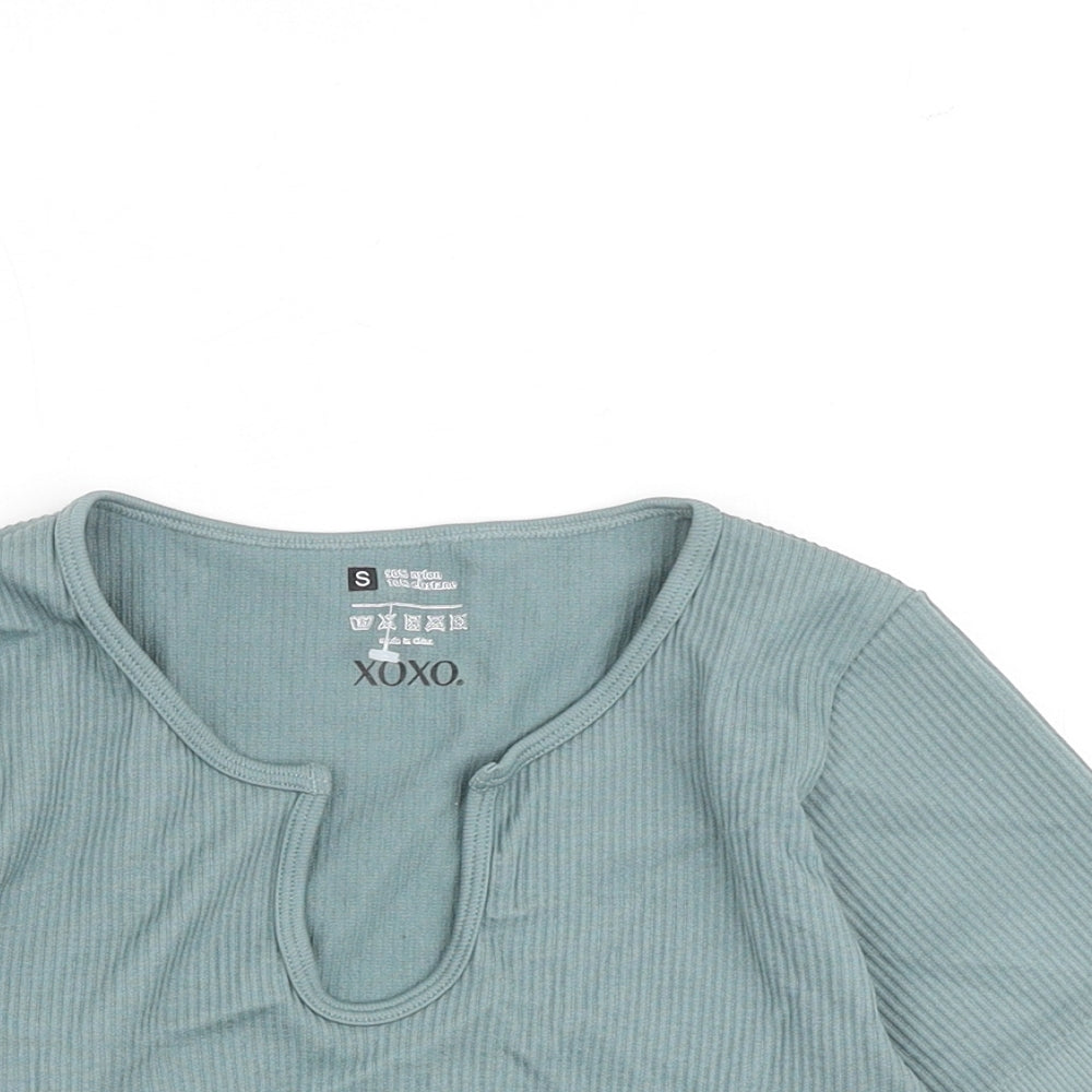 XOXO Womens Green Nylon Cropped Tank Size S Round Neck