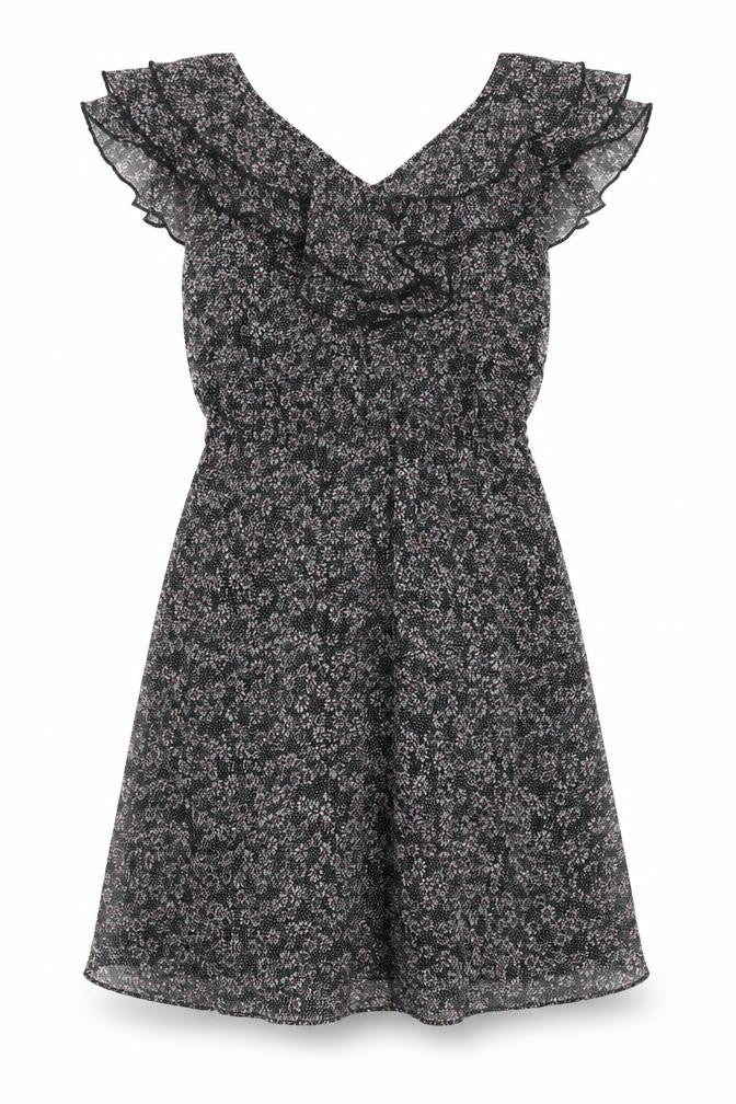 Billie Blossom Womens Black Geometric Polyester A-Line Size 6 V-Neck Zip