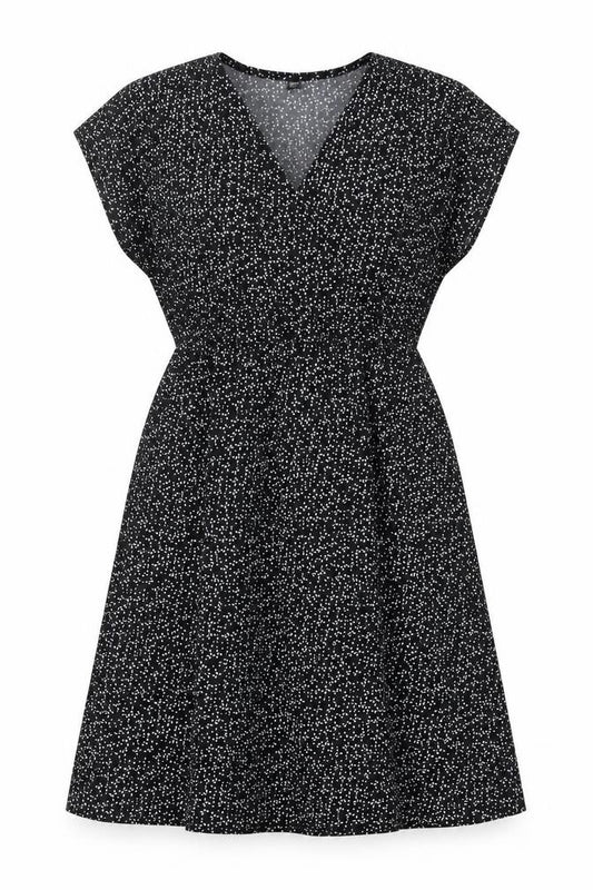 Front view of Uniqlo women’s black geometric polyester a-line, size XS, v-neck pullover