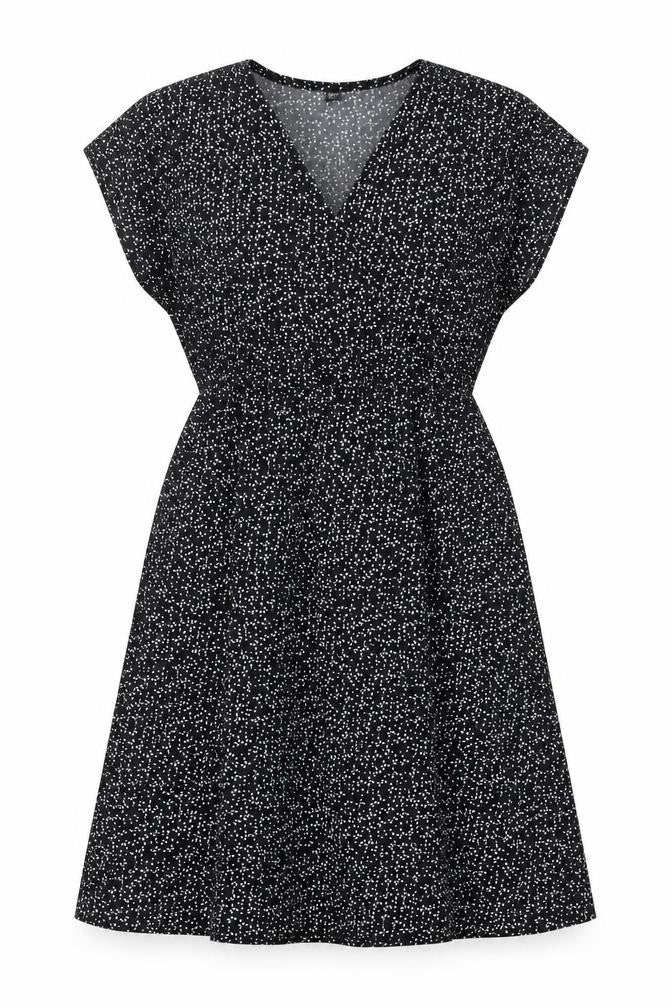 Uniqlo Womens Black Geometric Polyester A-Line Size XS V-Neck Pullover