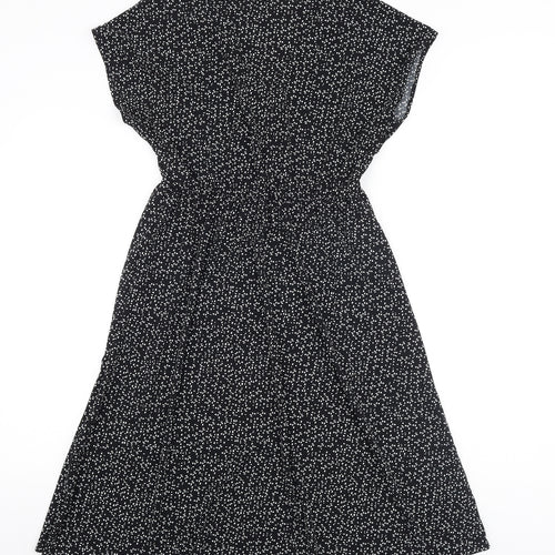 Uniqlo Womens Black Geometric Polyester A-Line Size XS V-Neck Pullover