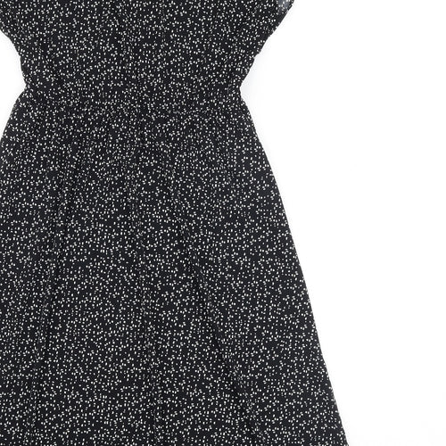 Uniqlo Womens Black Geometric Polyester A-Line Size XS V-Neck Pullover