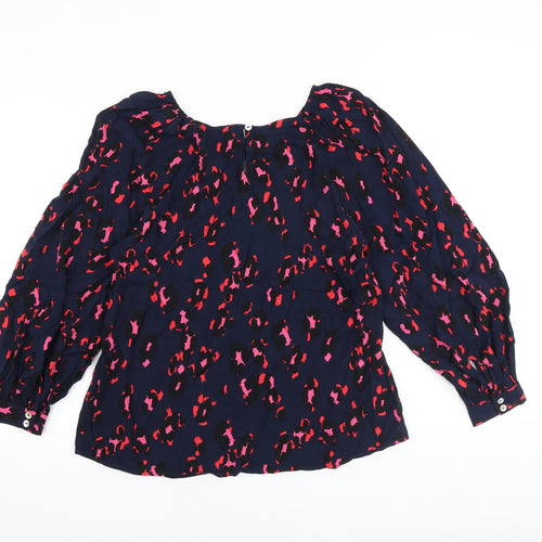 Marks and Spencer Womens Multicoloured Geometric Viscose Basic Blouse Size 12 Round Neck