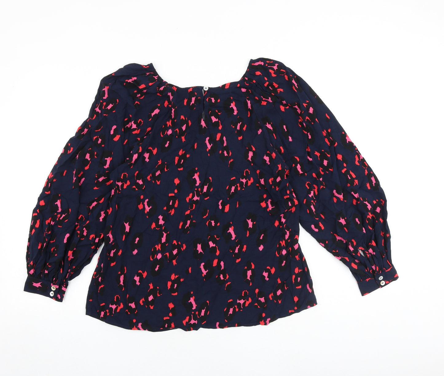 Marks and Spencer Womens Multicoloured Geometric Viscose Basic Blouse Size 12 Round Neck
