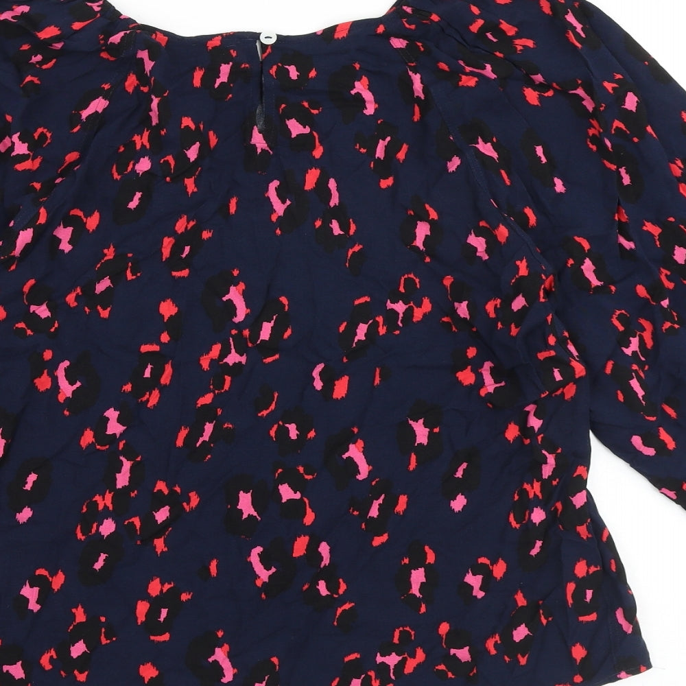 Marks and Spencer Womens Multicoloured Geometric Viscose Basic Blouse Size 12 Round Neck