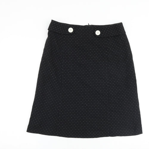 Sticky Fingers Womens Black Polka Dot Polyester A-Line Skirt Size 10 Zip