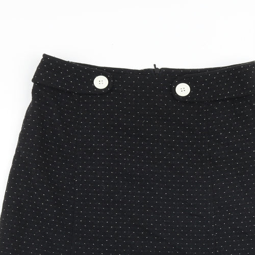 Sticky Fingers Womens Black Polka Dot Polyester A-Line Skirt Size 10 Zip