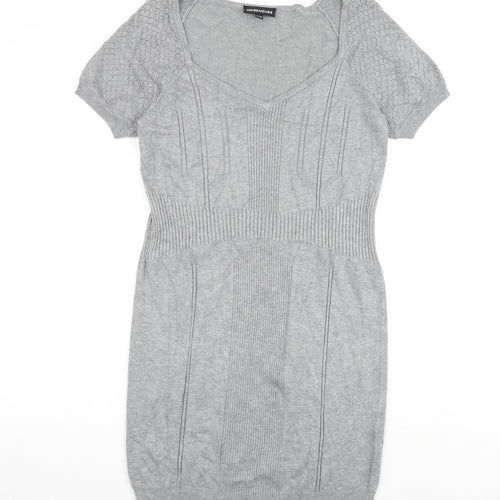 Warehouse Womens Grey Viscose Shift Size 14 V-Neck Pullover