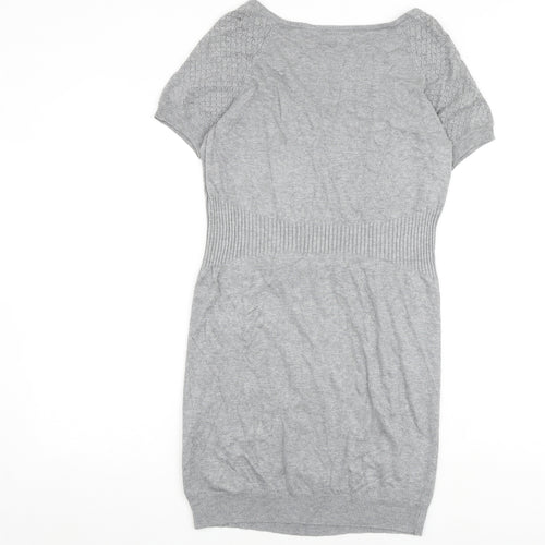 Warehouse Womens Grey Viscose Shift Size 14 V-Neck Pullover