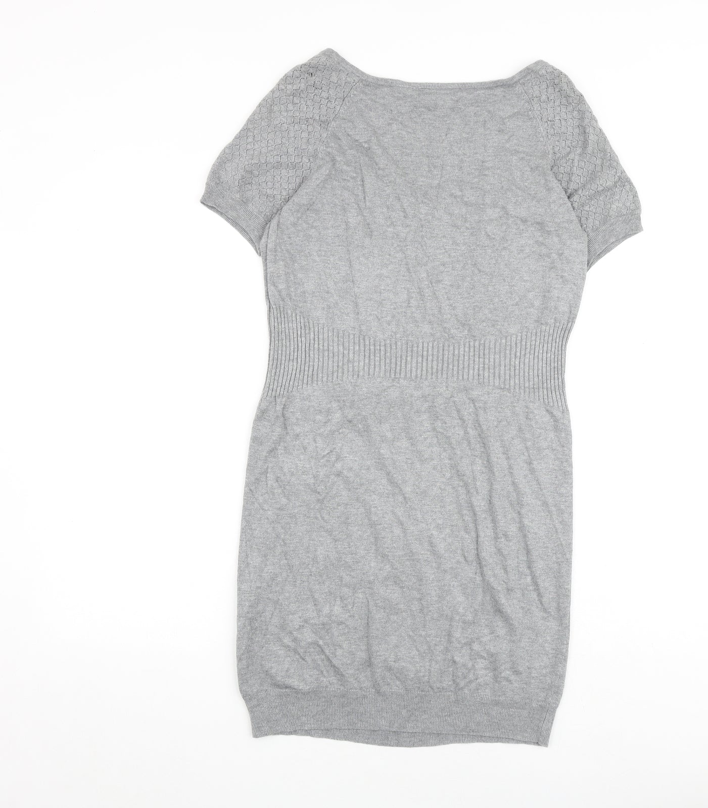 Warehouse Womens Grey Viscose Shift Size 14 V-Neck Pullover