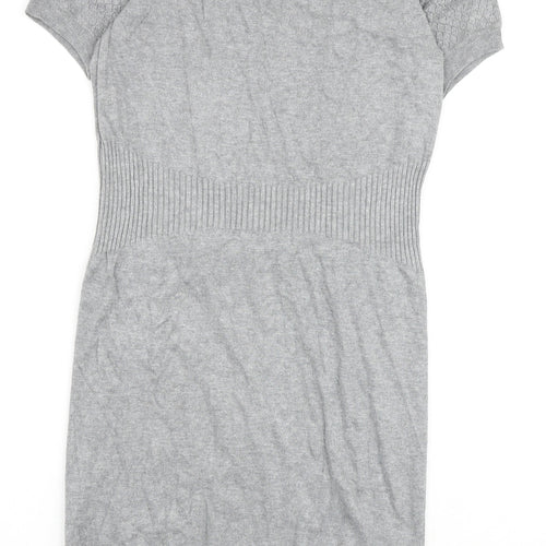 Warehouse Womens Grey Viscose Shift Size 14 V-Neck Pullover