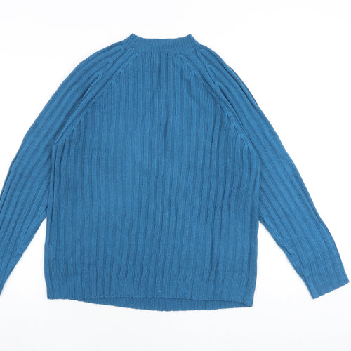 Boohoo Womens Blue Round Neck Acrylic Pullover Jumper Size S
