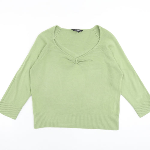 Ellie Louise Womens Green Scoop Neck Acrylic Pullover Jumper Size L