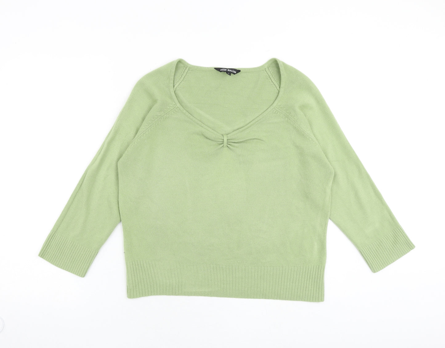 Ellie Louise Womens Green Scoop Neck Acrylic Pullover Jumper Size L