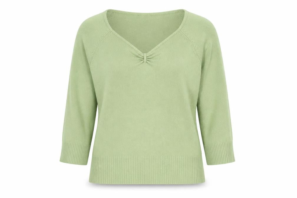 Ellie Louise Womens Green Scoop Neck Acrylic Pullover Jumper Size L