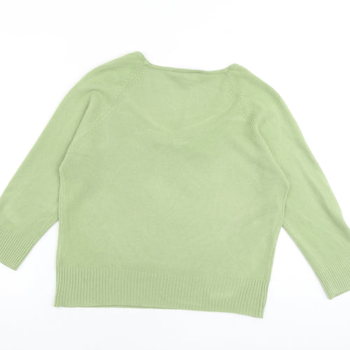 Ellie Louise Womens Green Scoop Neck Acrylic Pullover Jumper Size L