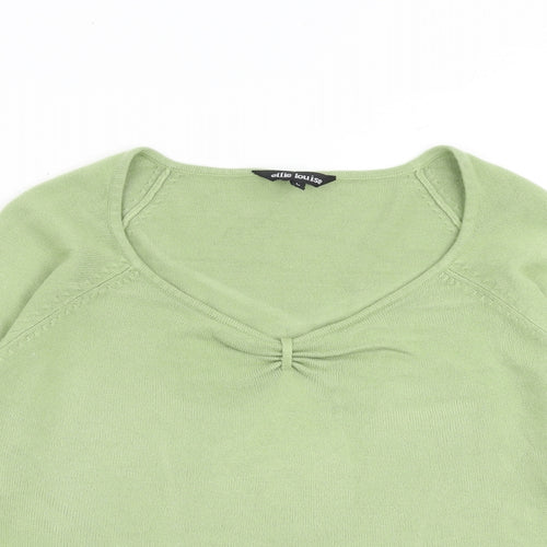 Ellie Louise Womens Green Scoop Neck Acrylic Pullover Jumper Size L