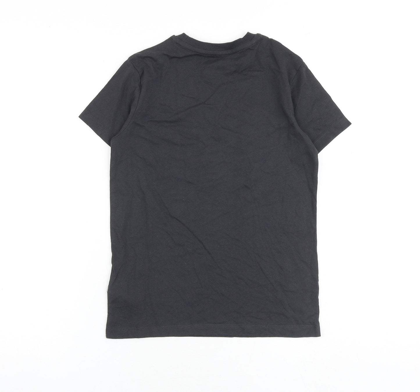 Marks and Spencer Boys Grey 100% Cotton Pullover T-Shirt Size 9-10 Years Crew Neck Pullover
