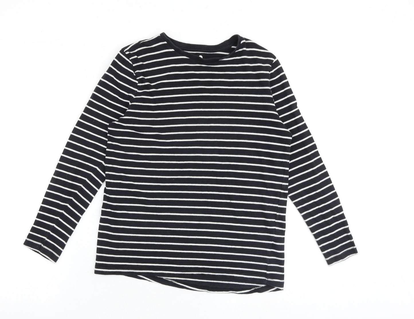 Very Girls Black Striped 100% Cotton Pullover T-Shirt Size 12 Years Round Neck Pullover
