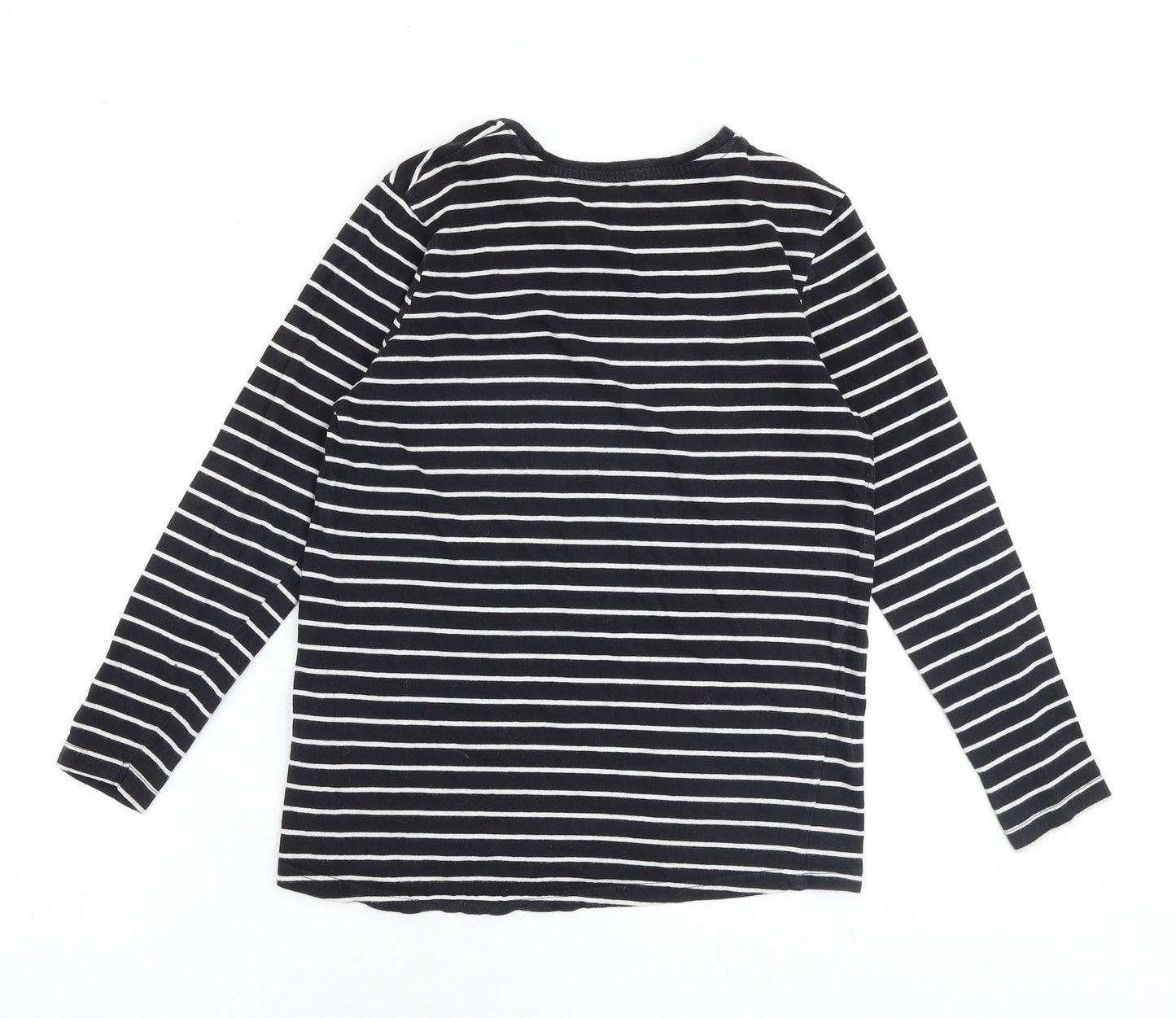 Very Girls Black Striped 100% Cotton Pullover T-Shirt Size 12 Years Round Neck Pullover