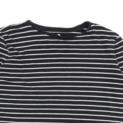 Very Girls Black Striped 100% Cotton Pullover T-Shirt Size 12 Years Round Neck Pullover