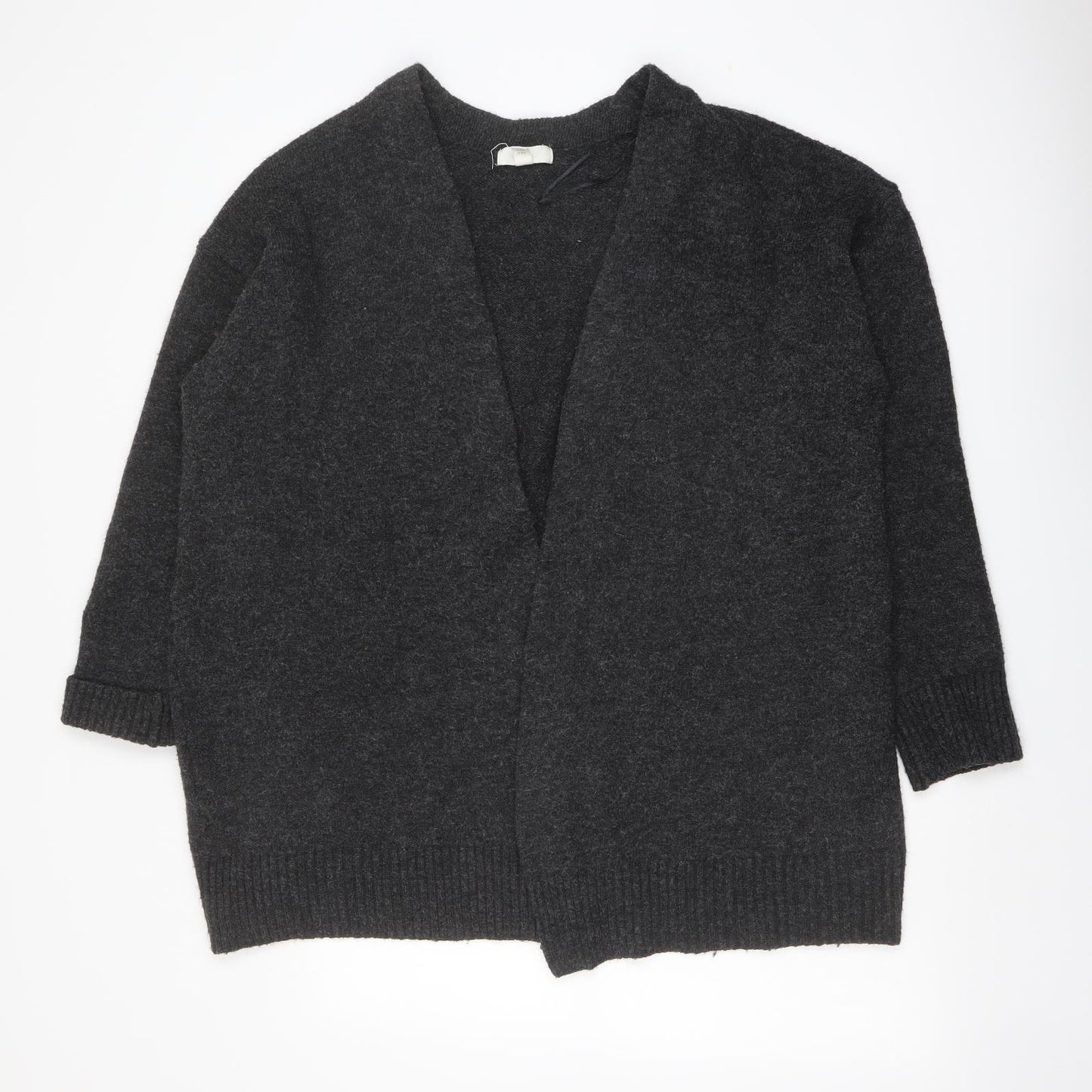 H&M Womens Grey V-Neck Polyester Cardigan Jumper Size M
