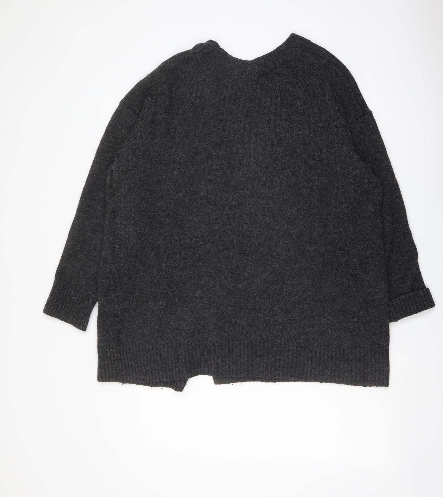 H&M Womens Grey V-Neck Polyester Cardigan Jumper Size M