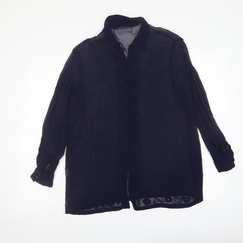Pomodoro Womens Blue Viscose Basic Button-Up Size M Collared - Embellished