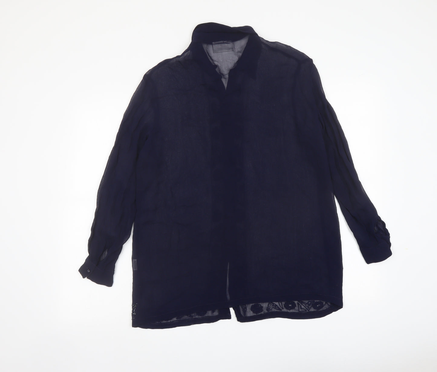 Pomodoro Womens Blue Viscose Basic Button-Up Size M Collared - Embellished