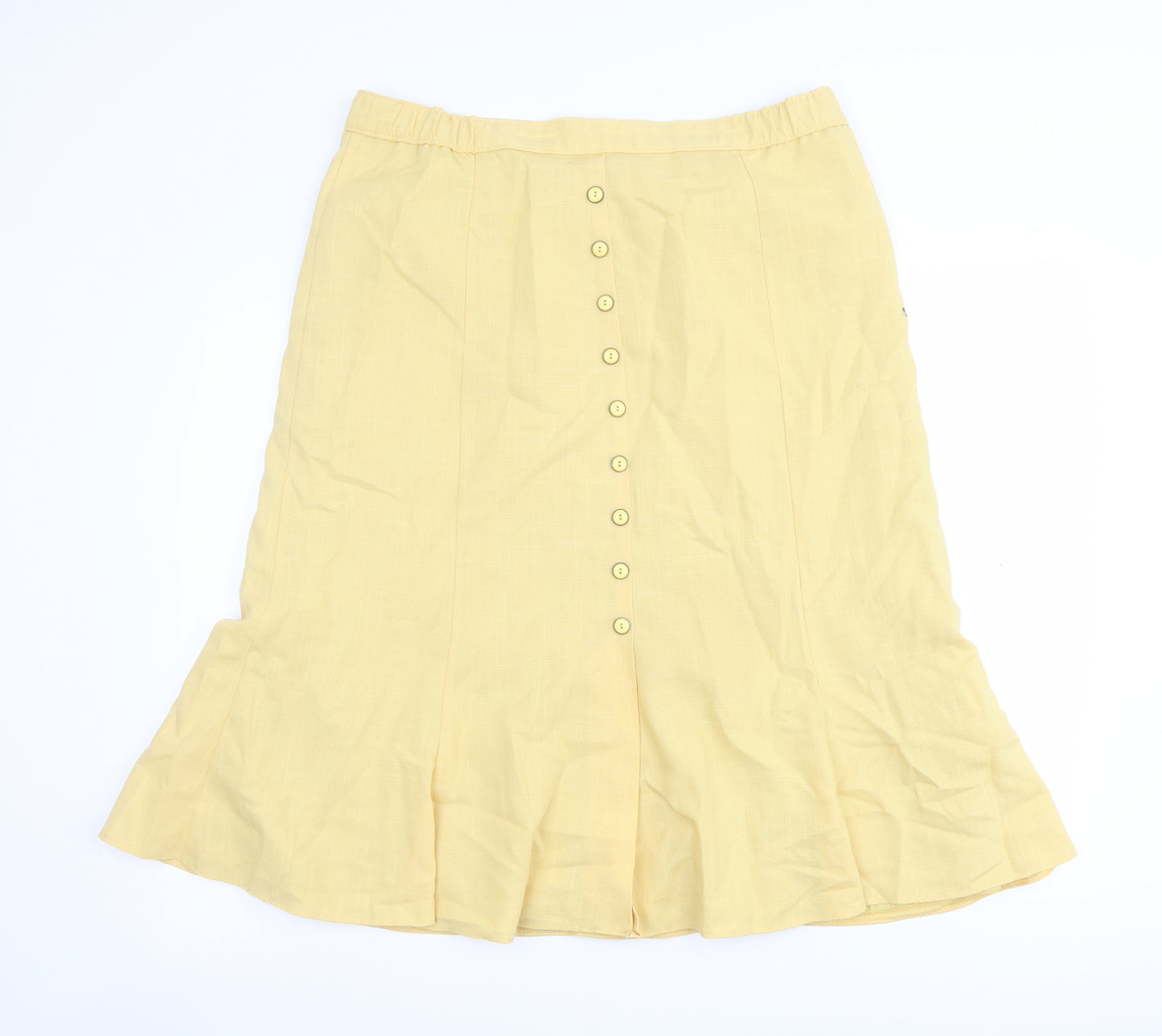 C&A Womens Yellow Polyester Trumpet Skirt Size 20 Button