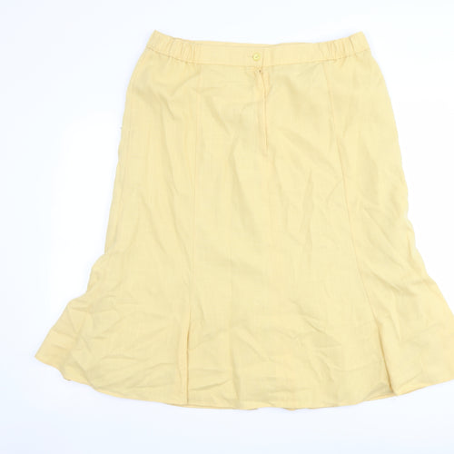 C&A Womens Yellow Polyester Trumpet Skirt Size 20 Button