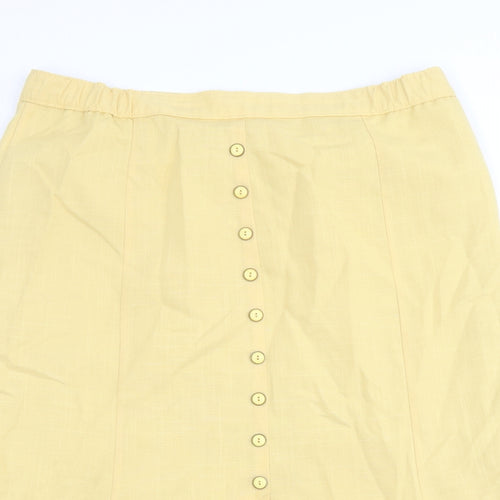 C&A Womens Yellow Polyester Trumpet Skirt Size 20 Button
