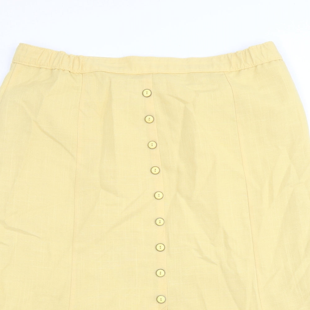 C&A Womens Yellow Polyester Trumpet Skirt Size 20 Button
