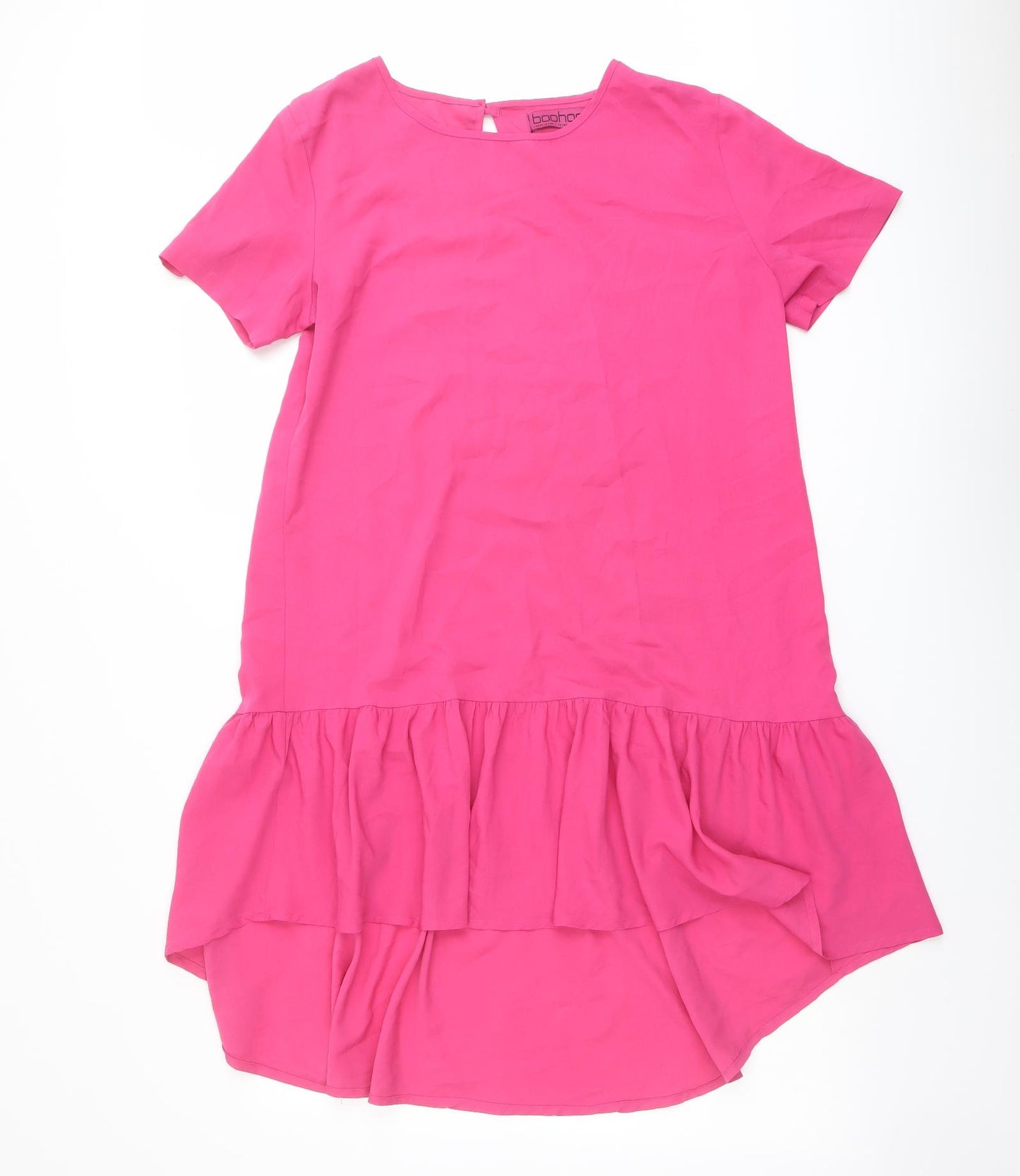 Boohoo Womens Pink Polyester T-Shirt Dress Size 14 Round Neck Pullover