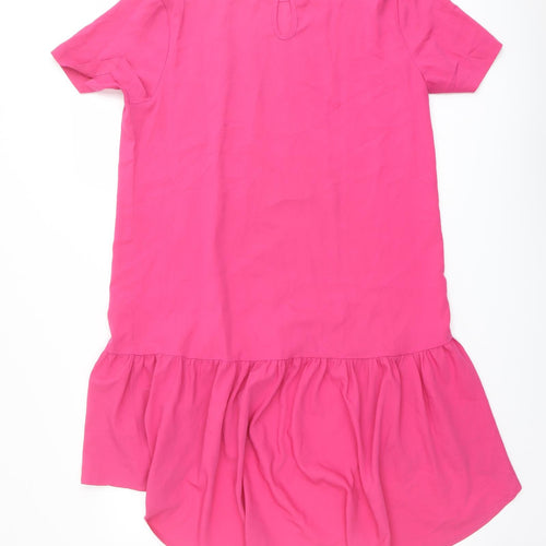 Boohoo Womens Pink Polyester T-Shirt Dress Size 14 Round Neck Pullover