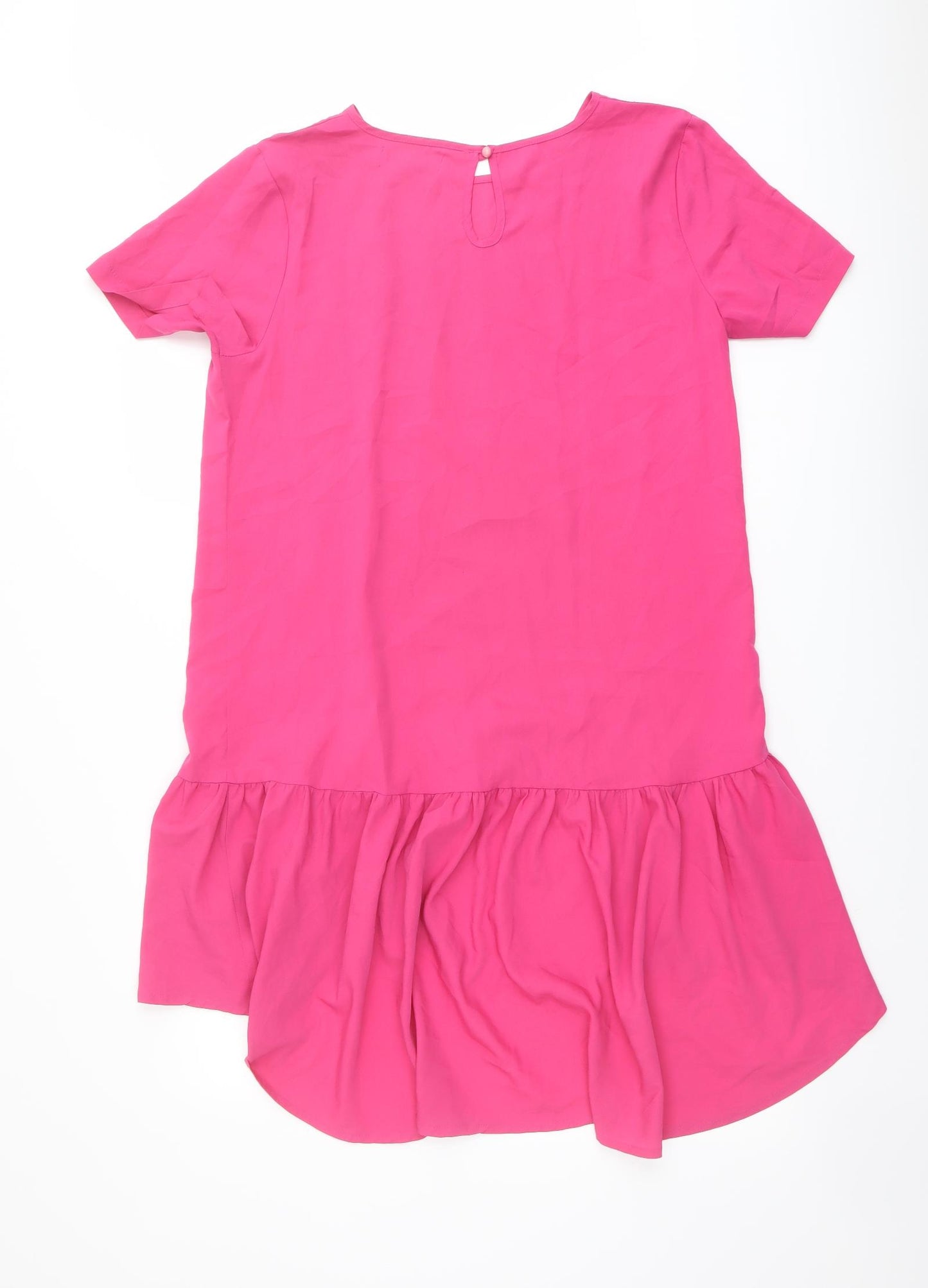 Boohoo Womens Pink Polyester T-Shirt Dress Size 14 Round Neck Pullover