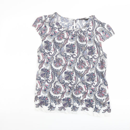 Dorothy Perkins Womens Multicoloured Paisley Viscose Basic T-Shirt Size 12 Boat Neck
